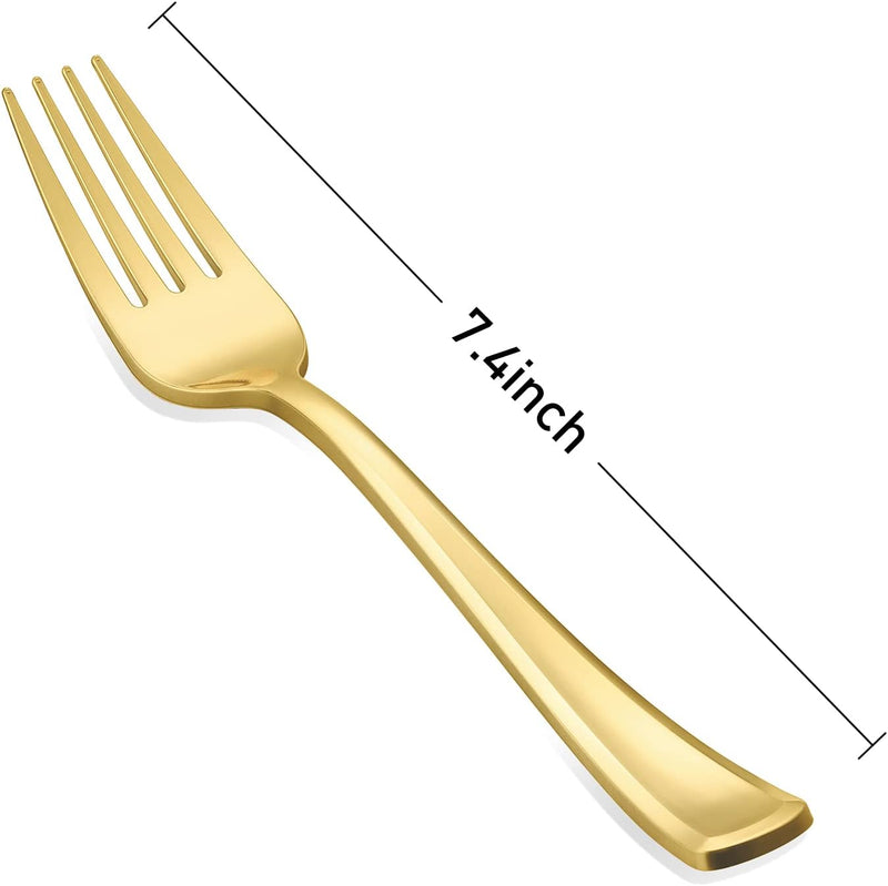 Load image into Gallery viewer, *BULK* Premium Extra Heavy Weight Plastic Gold Polished Forks Tablesettings Lillian
