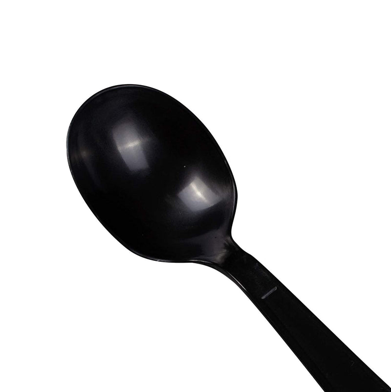 Load image into Gallery viewer, *WHOLESALE* Disposable - Individually Wrapped - Medium Weight - Black Soup Spoon| 1000 ct. VeZee
