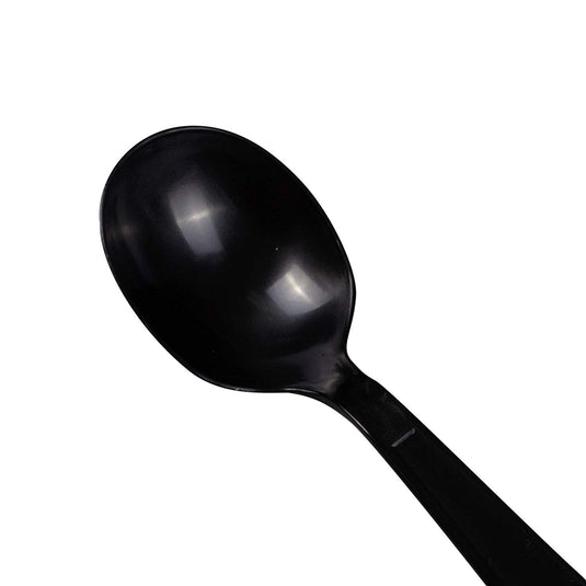 *WHOLESALE* Disposable - Individually Wrapped - Medium Weight - Black Soup Spoon| 1000 ct. VeZee