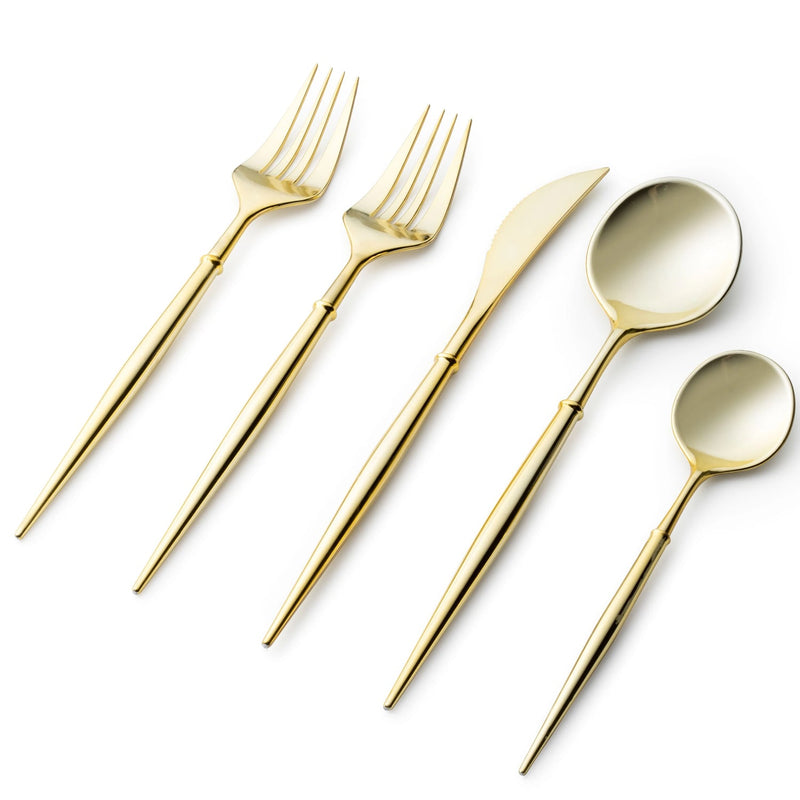 Load image into Gallery viewer, Noble Collection Shiny Gold Flatware Set Tablesettings Decorline
