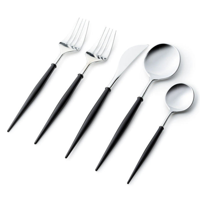 Noble Collection Shiny Silver Top/Black Bottom Flatware Set Tablesettings Decorline