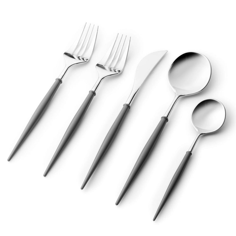 Load image into Gallery viewer, Noble Collection Shiny Silver Top/Grey Bottom Flatware Set Tablesettings Decorline
