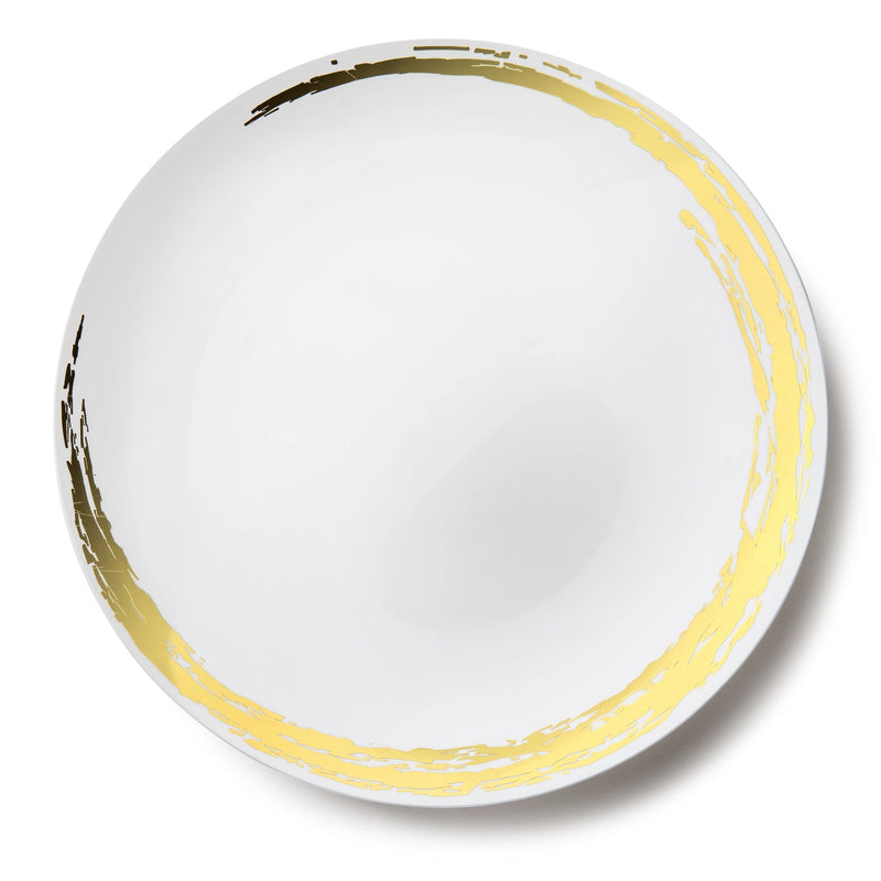 Load image into Gallery viewer, Whisk Collection Plastic Dinner Plates White &amp; Gold 10.25&quot; Tablesettings Decorline
