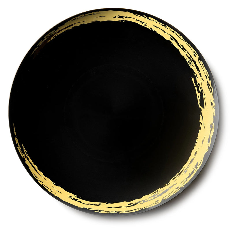 Load image into Gallery viewer, Whisk Collection Plastic Dinner Plates Black &amp; Gold 10.25&quot; Tablesettings Decorline
