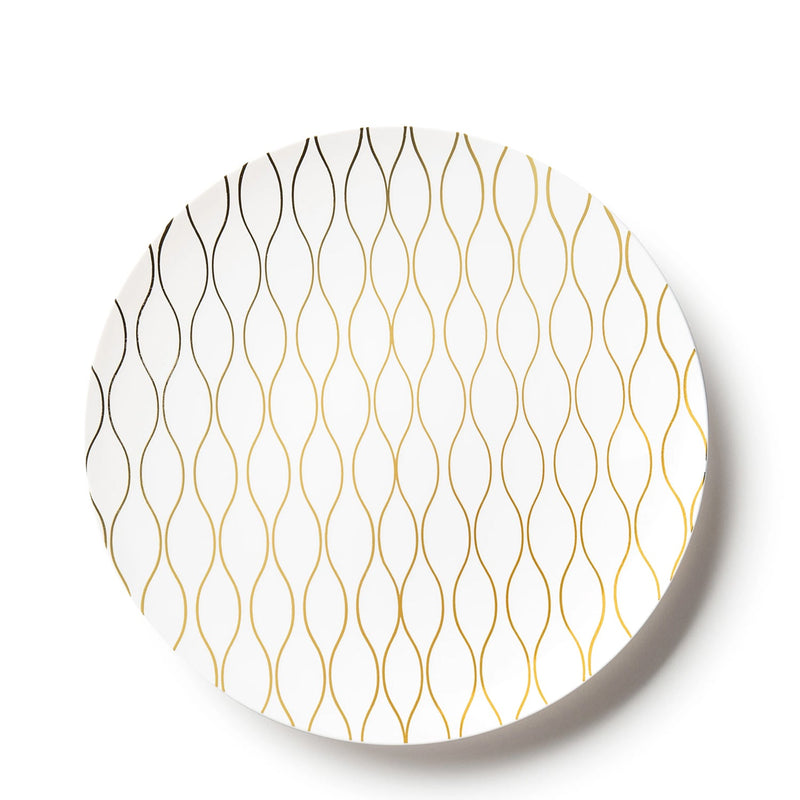 Load image into Gallery viewer, Whisk Collection Plastic Salad Plates White &amp; Gold 7.5&quot; Tablesettings Decorline
