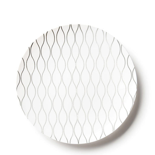 Whisk Collection Plastic Salad Plates White & Silver 7.5" Tablesettings Decorline