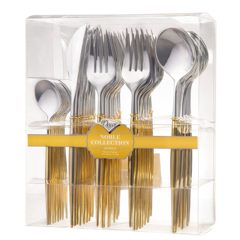 Load image into Gallery viewer, Noble Collection Shiny Top Silver/Gold Bottom Flatware Set Tablesettings Decorline
