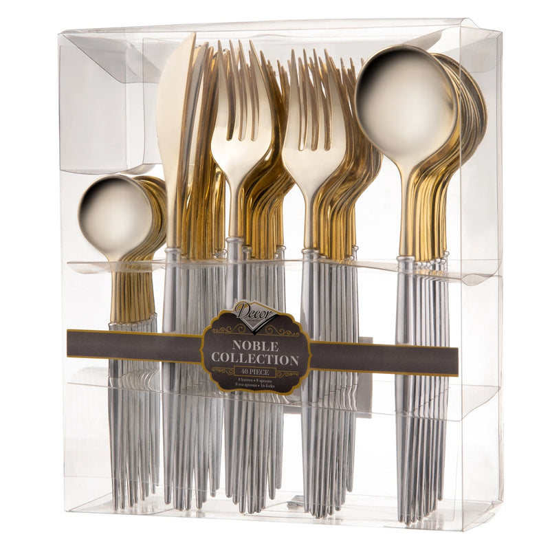 Load image into Gallery viewer, Noble Collection Shiny Top Gold/Silver Bottom Flatware Set Tablesettings Decorline
