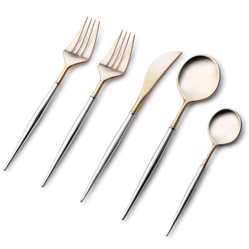 Load image into Gallery viewer, Noble Collection Shiny Top Gold/Silver Bottom Flatware Set Tablesettings Decorline
