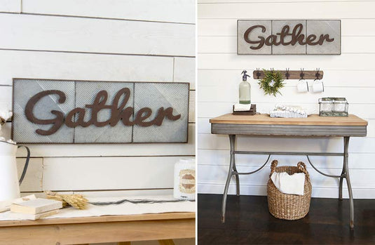 *HUGE* Galvanized Metal Gather Sign General VIP