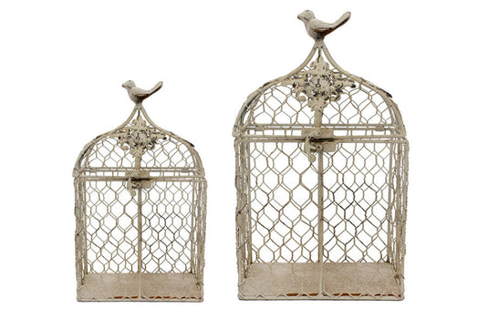 Set 2 Cream Rustic Birdcage General WT