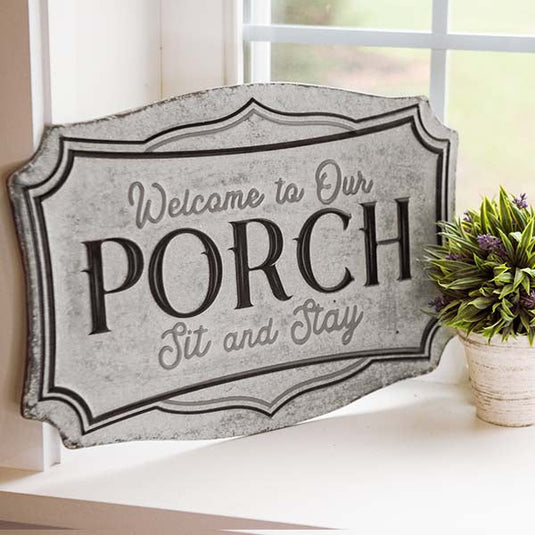 Embossed Welcome to Our Porch Sign General RH