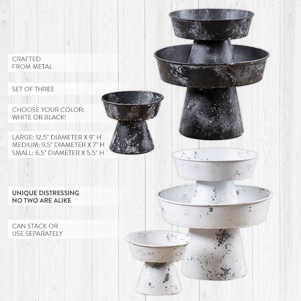 Load image into Gallery viewer, Distressed Stacking Compote Set of 3, Pick Your Color Whats trending RH
