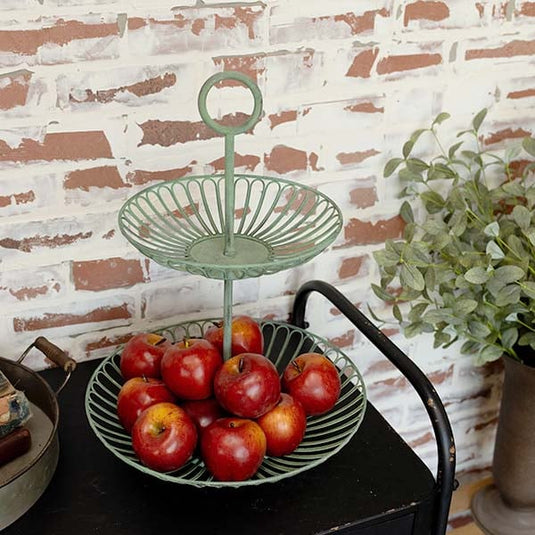 Two-Tier Green Metal Display Tray Whats trending RH