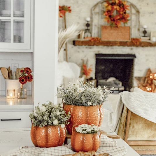 Set of Three Metal Pumpkin Containers General CT