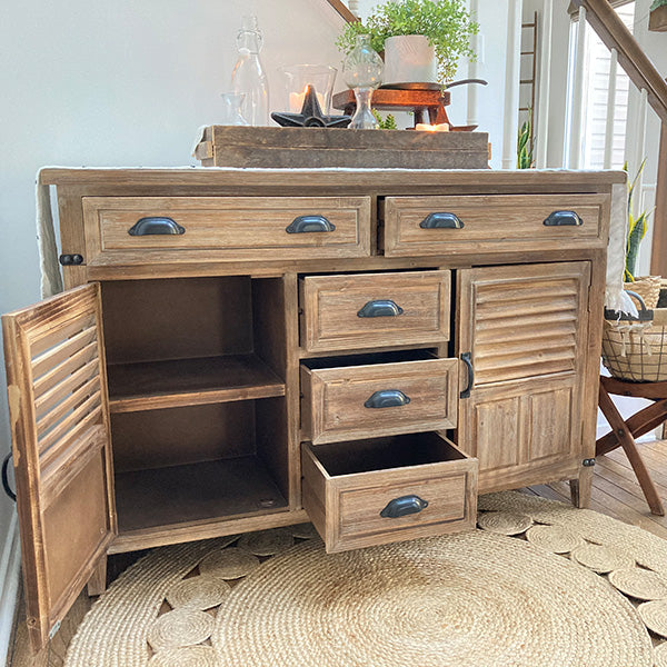 Natural Wooden Storage Cabinet with Drawers General ABH