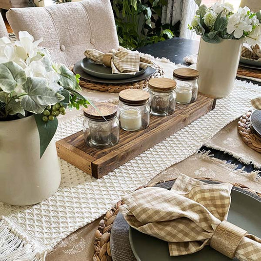 Rustic Wooden Tray with Four Apothecary Jars | MADE IN THE USA General BIB