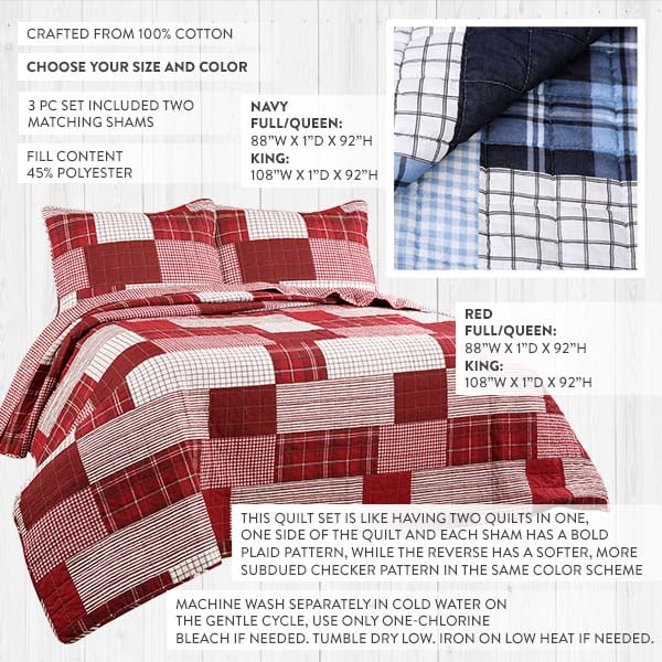 Load image into Gallery viewer, REVERSIBLE Christmas Quilt-Inspired Bedding 3 Piece Set, Pick Your Size General THF
