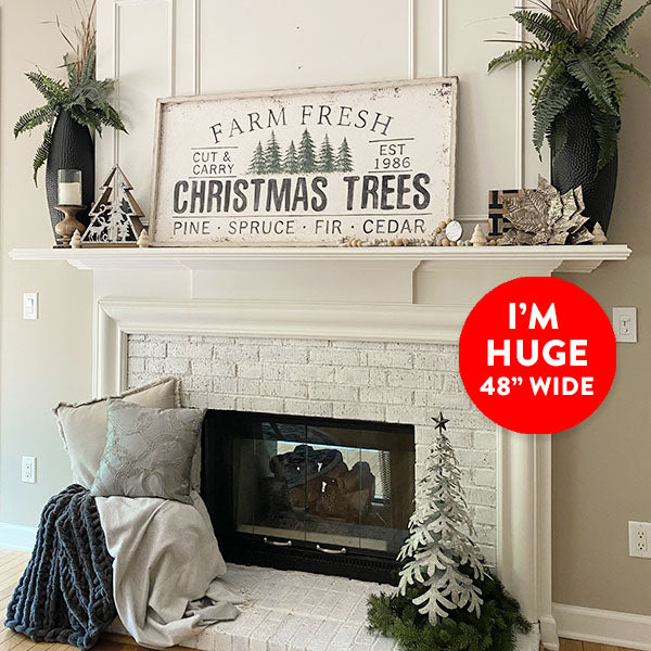 48 Inch Antique Inspired Farm Fresh Christmas Trees Sign General VIP