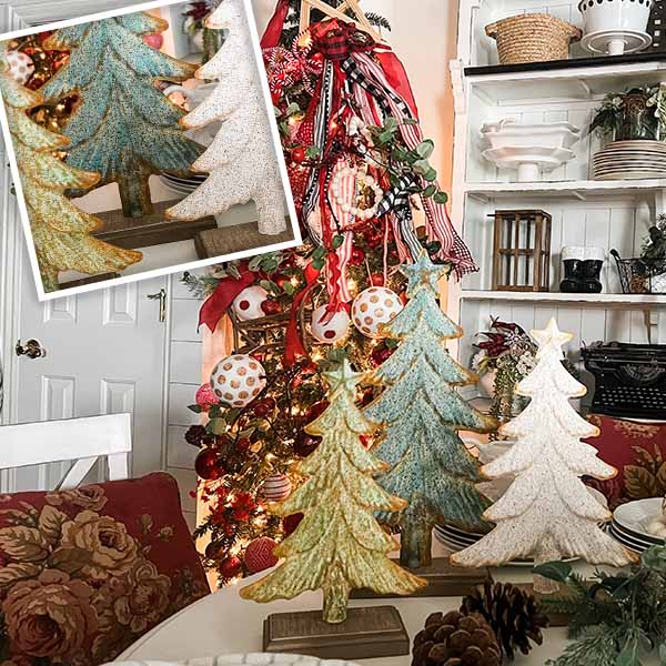 LARGE Distressed Cast Iron Christmas Trees, Set of 3 General VIP