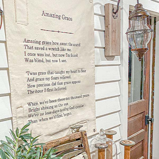 35 Inch LARGE Handsewn Feedsack Amazing Grace Wall Art General AUD