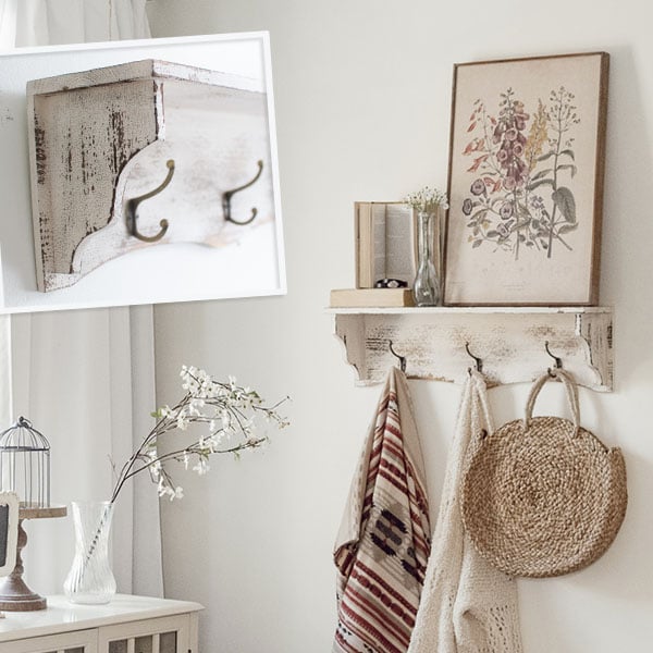 Shelf with Hooks | Victorian Cottage Farmhouse General ABH