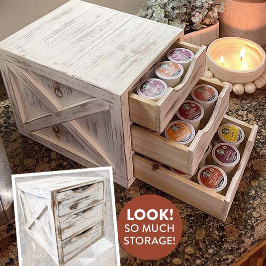 Wooden Barndoor Inspired K Cup Storage Display General ABH