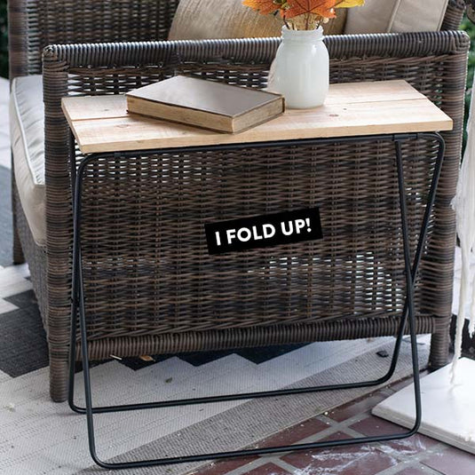 Metal and Wood Folding Side Table | Rustic Farmhouse Whats trending WG