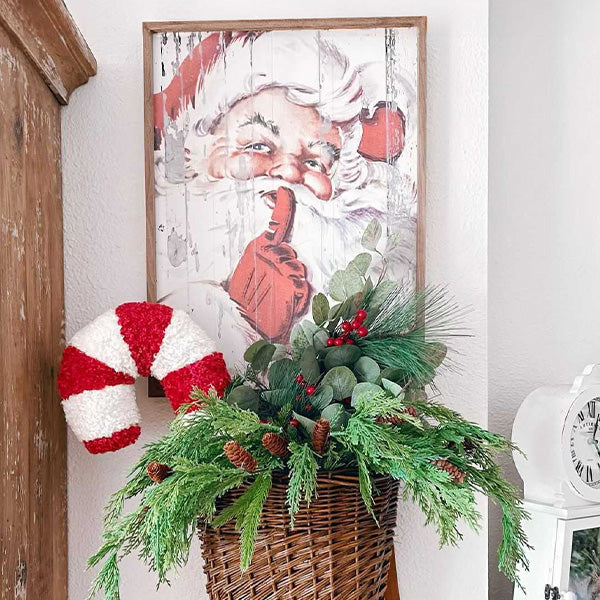 Framed Wooden Plank Vintage Santa Whats trending ABH