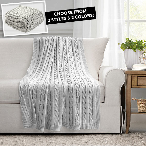 Cozy Knit Throw Blanket, Pick Your Style General THF