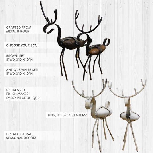 Metal and Rock Reindeer, Set of 2 | Pick Your Color General MA