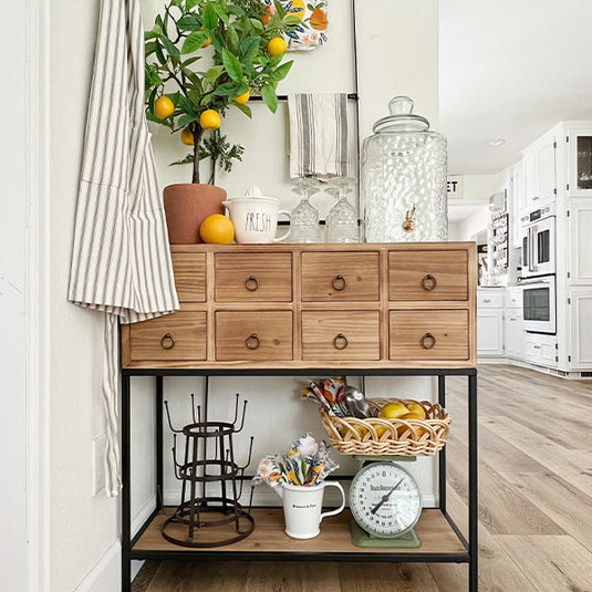 Wooden Apothecary Table with Drawers Whats trending ABH