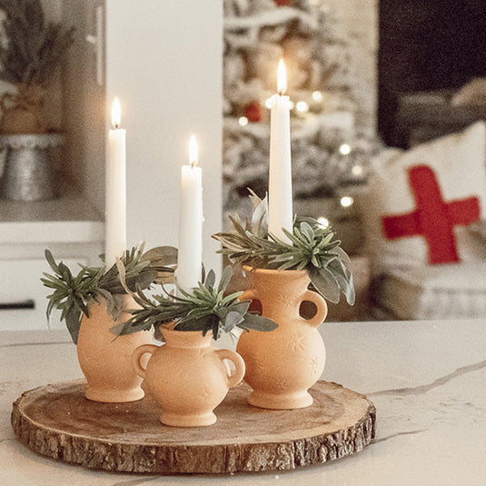 Terra Cotta Pot Candle Holders, Set of 3 General VIP