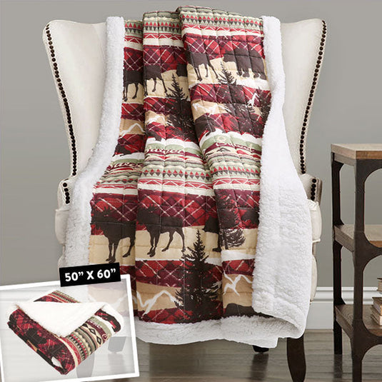 Reversible Holiday Lodge Sherpa Throw General THF