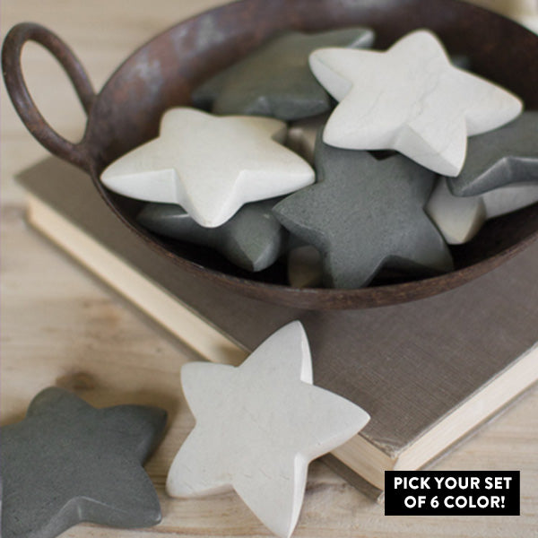 Set of Six Hand Carved Stone Stars, Pick Your Color Whats trending KAL