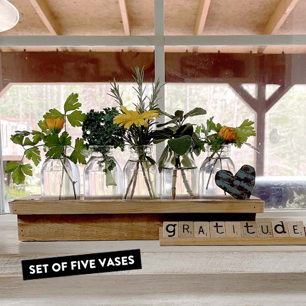 Rustic Wooden Tray with Glass Vases General KAL