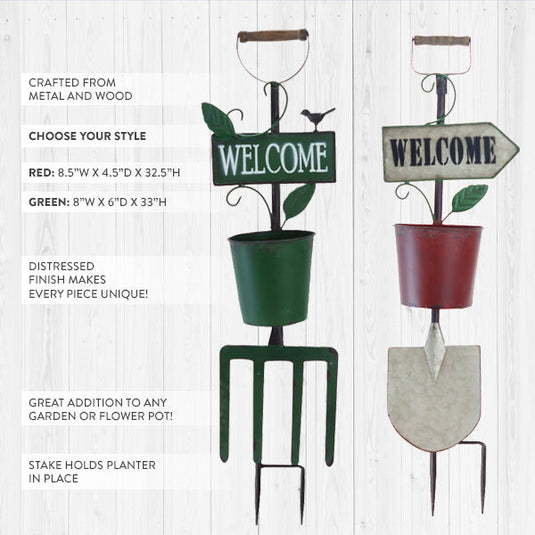 Distressed Welcome Garden Stake, Pick Your Style General VIP