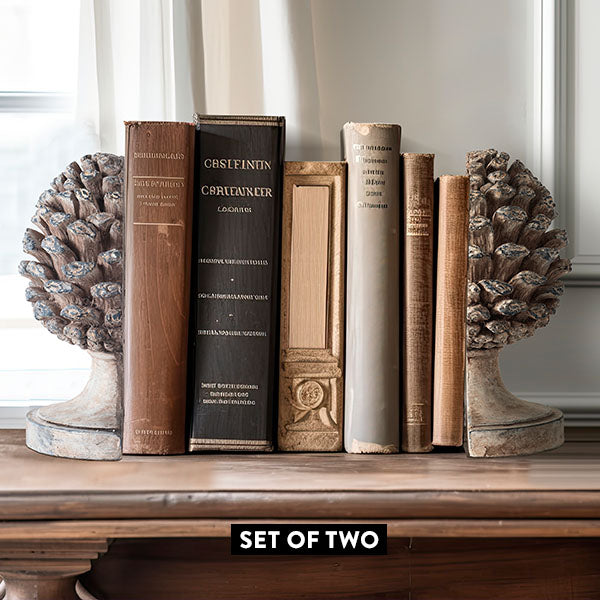 Distressed Pinecone Bookends General ABH