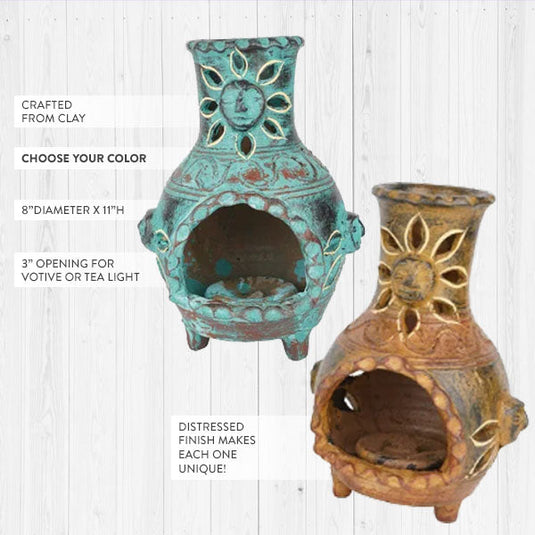 Handmade Tabletop Chimenea, Pick Your Color General MA