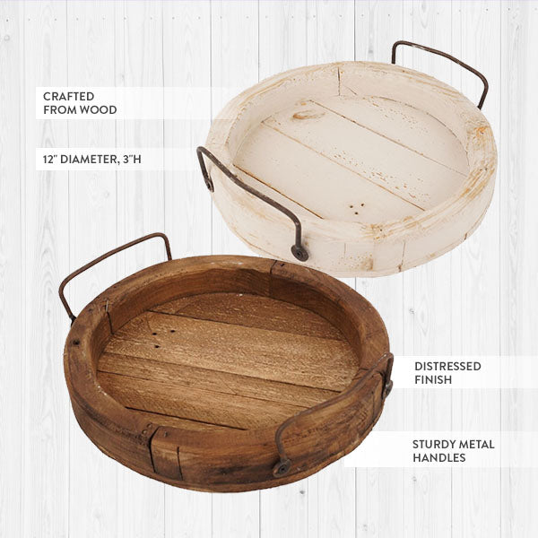 Load image into Gallery viewer, Handmade Round Wooden Serving Tray with Handles, Choose Your Color General MA
