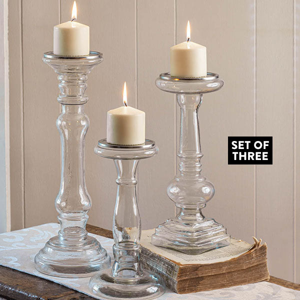 Glass Pillar Candle Holders, Set of 3 General CT