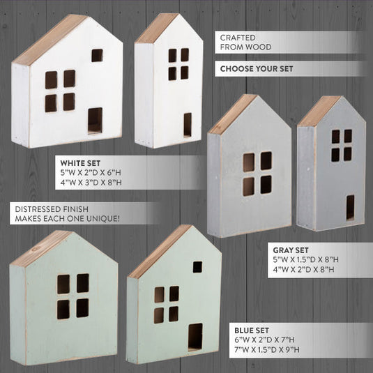 Wooden Village Houses, Pick Your Color | Set of 2 Sale HE