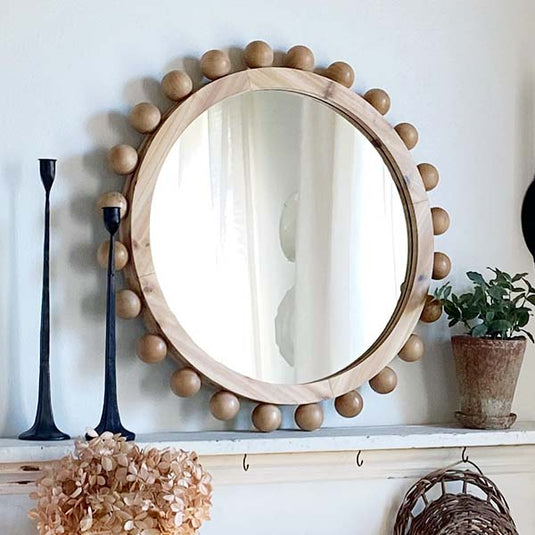 Beaded Edge Wooden Mirror ABH