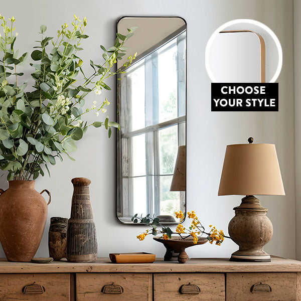 Elongated Modern Farmhouse Wall Mirror, Choose Your Color General UMA