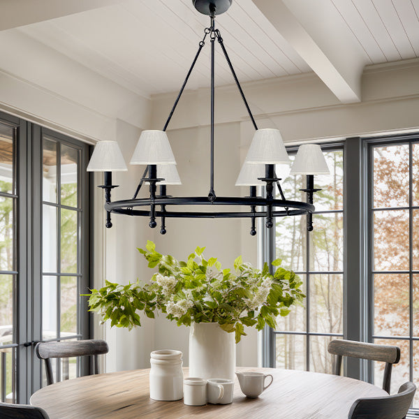 Refined Farmhouse 6 Light Chandelier with Shades General ABH