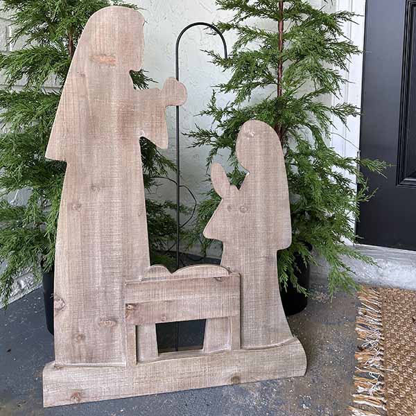 30 Inch Distressed Wooden Nativity with Stand Whats trending ABH