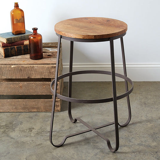 Rustic Hardwood and Metal Bar Stool Whats trending CT