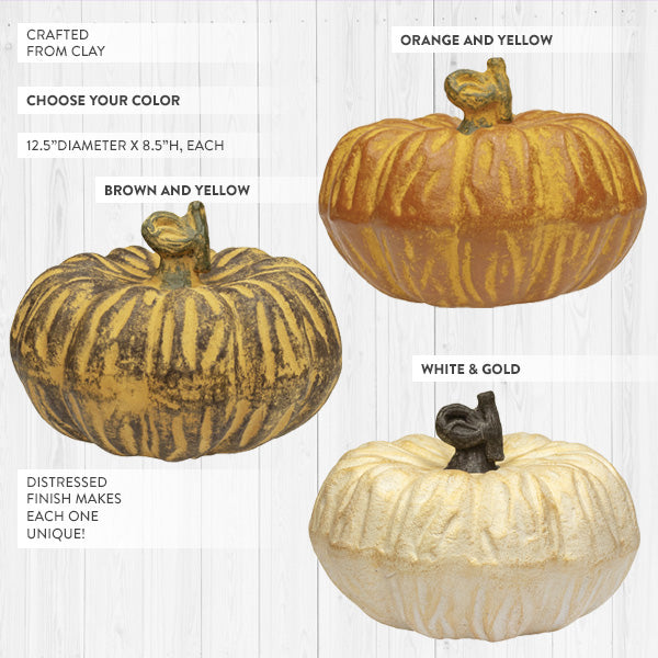 Load image into Gallery viewer, Distressed Clay Pumpkin, Choose Your Color Whats trending Decor Steals
