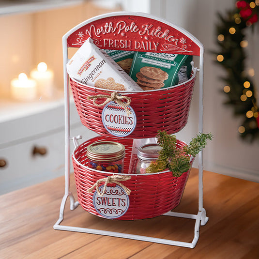 North Pole Kitchen Tiered Basket Stand Whats trending CT