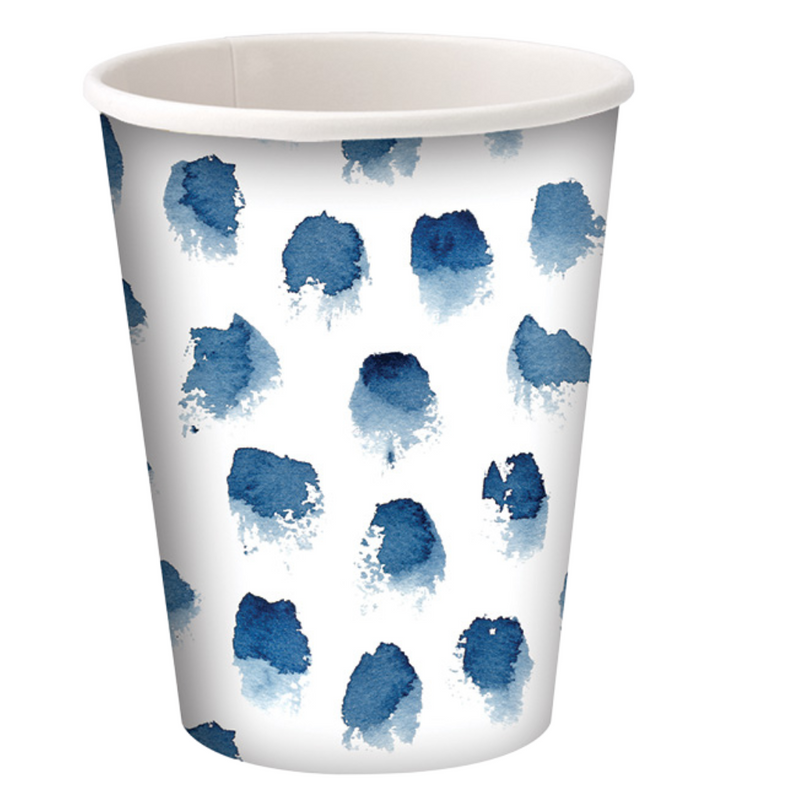 Load image into Gallery viewer, Paint Dabs Blue 12oz Paper Cups Disposable Cups Nicole Home Collection
